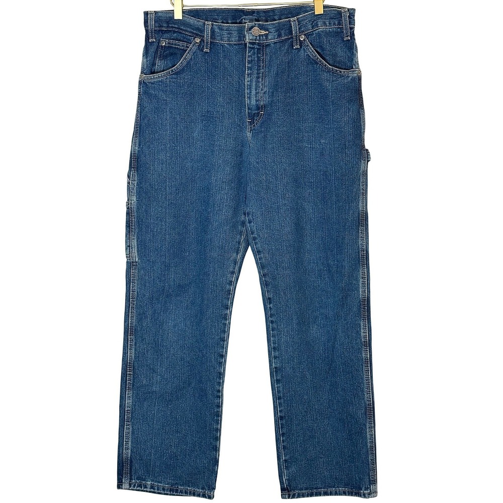 Dickies Carpenter Jeans Mens 34x30 Blue Relaxed Fit Workwear Utility Denim